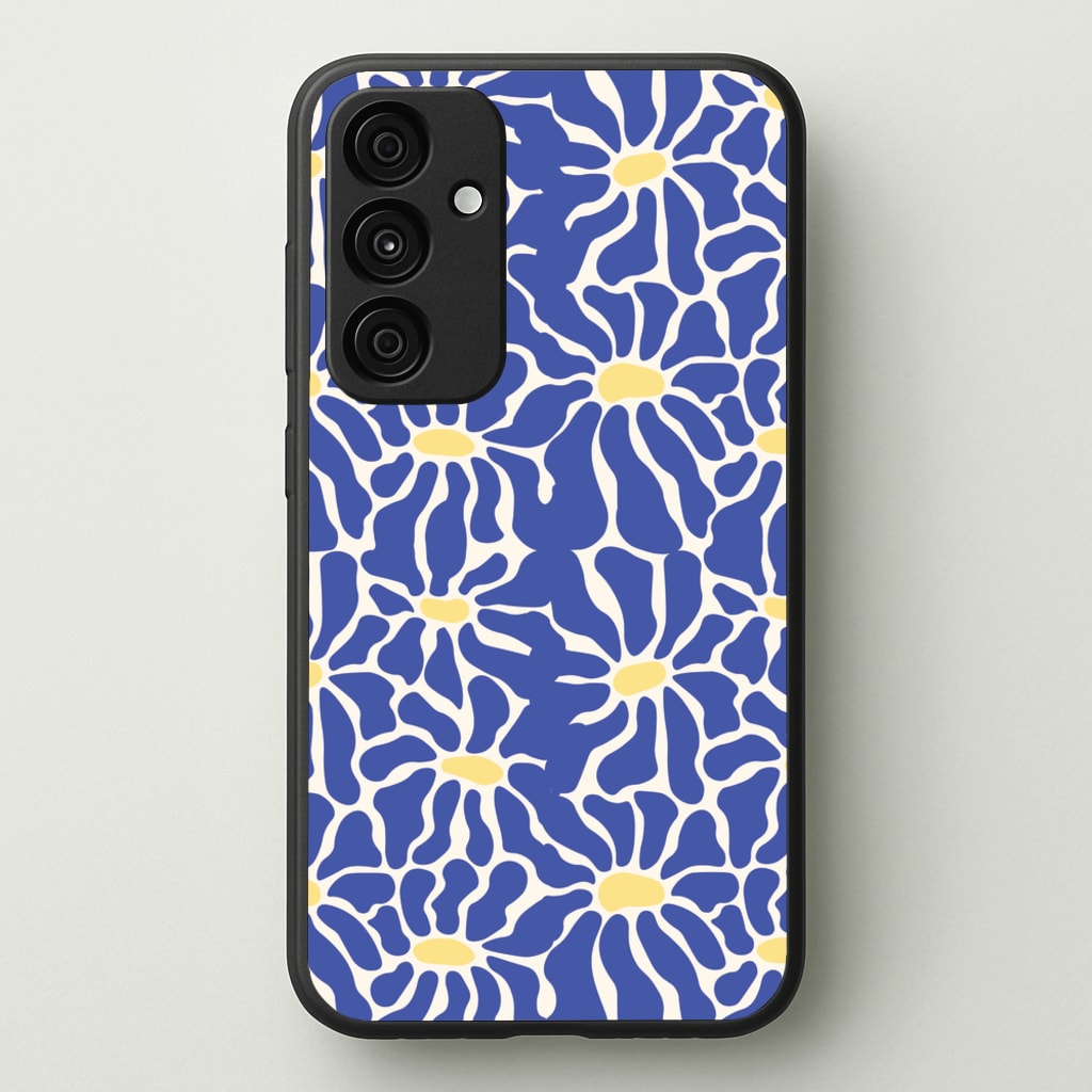 Dark Blue Flowers - Summer - Summer Phone Case for Galaxy A55