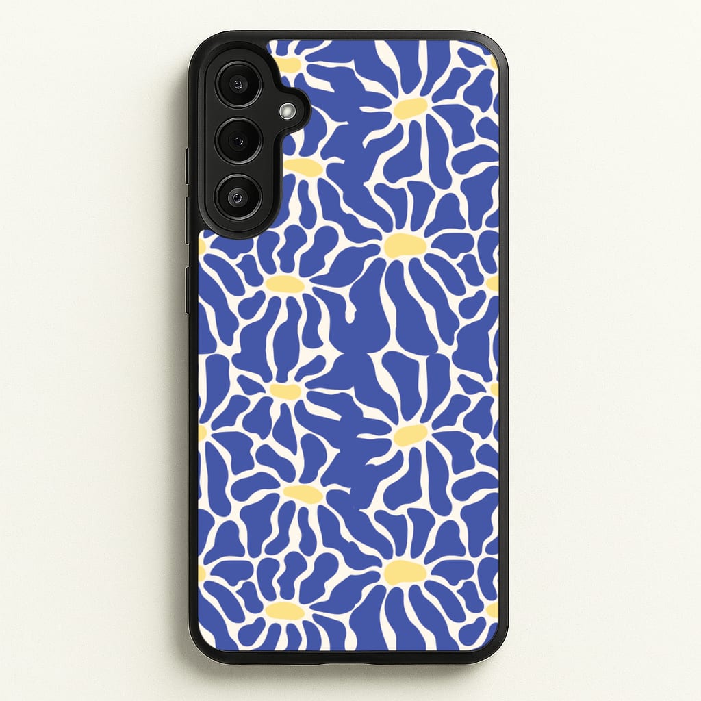 Dark Blue Flowers - Summer - Summer Phone Case for Galaxy A34
