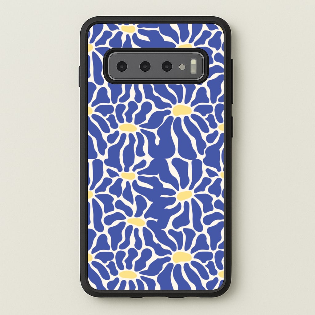 Dark Blue Flowers - Summer - Summer Phone Case for Galaxy S10