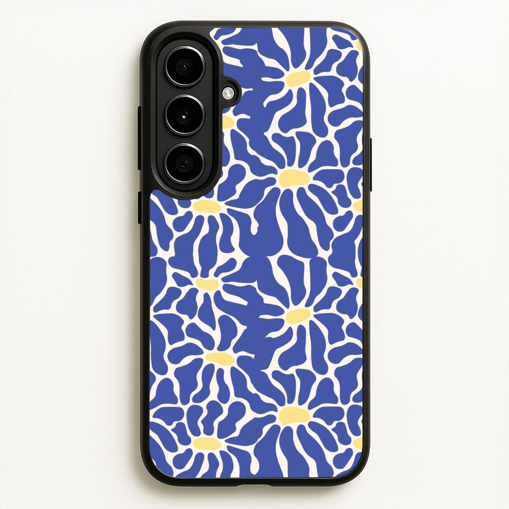 Dark Blue Flowers - Summer - Summer Phone Case for Galaxy A56
