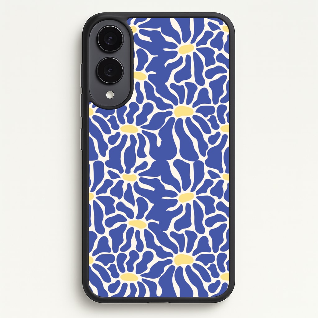 Dark Blue Flowers - Summer - Summer Phone Case for Galaxy S25 Edge