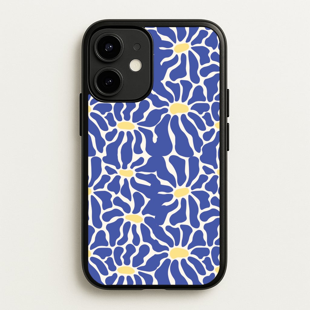 Dark Blue Flowers - Summer - Summer Phone Case for iPhone 12 / 12 Pro