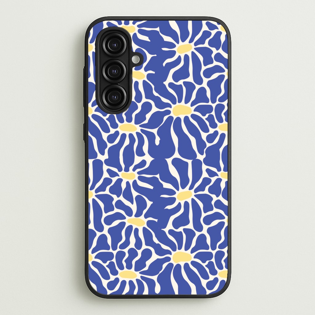 Dark Blue Flowers - Summer - Summer Phone Case for Galaxy A16