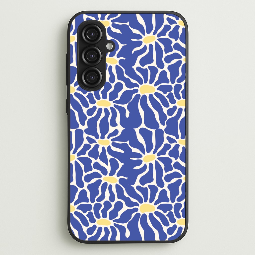Dark Blue Flowers - Summer - Summer Phone Case for Galaxy S23FE