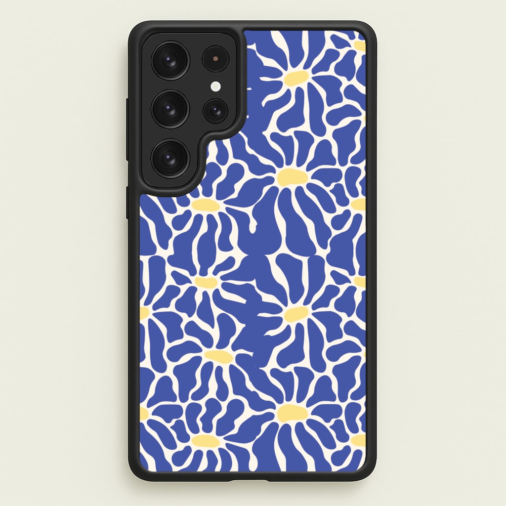 Dark Blue Flowers - Summer - Summer Phone Case for Galaxy S22 Ultra