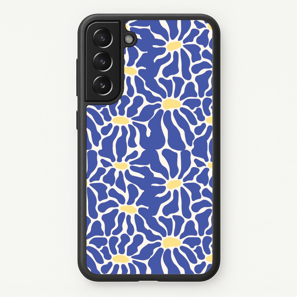 Dark Blue Flowers - Summer - Summer Phone Case for Galaxy S21FE
