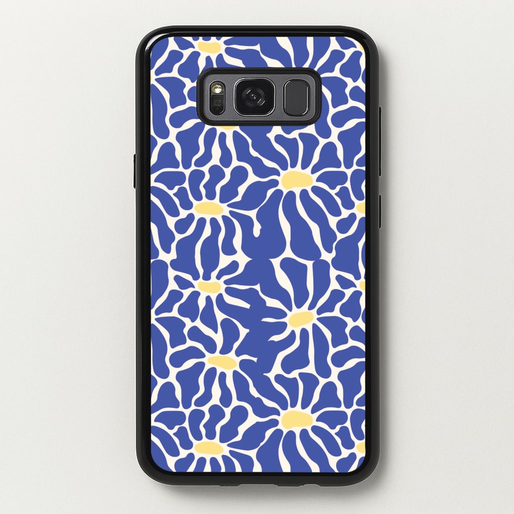 Dark Blue Flowers - Summer - Summer Phone Case for Galaxy S8