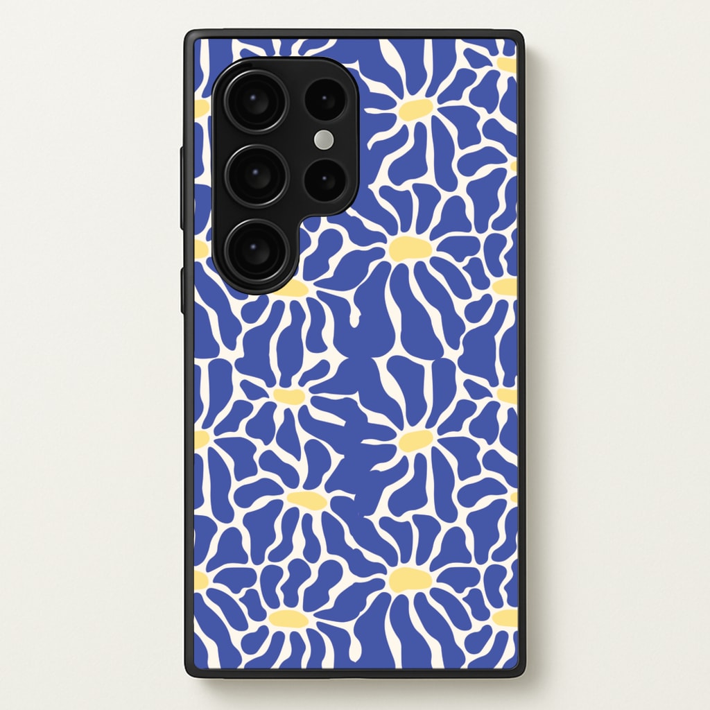 Dark Blue Flowers - Summer - Summer Phone Case for Galaxy S24 Ultra
