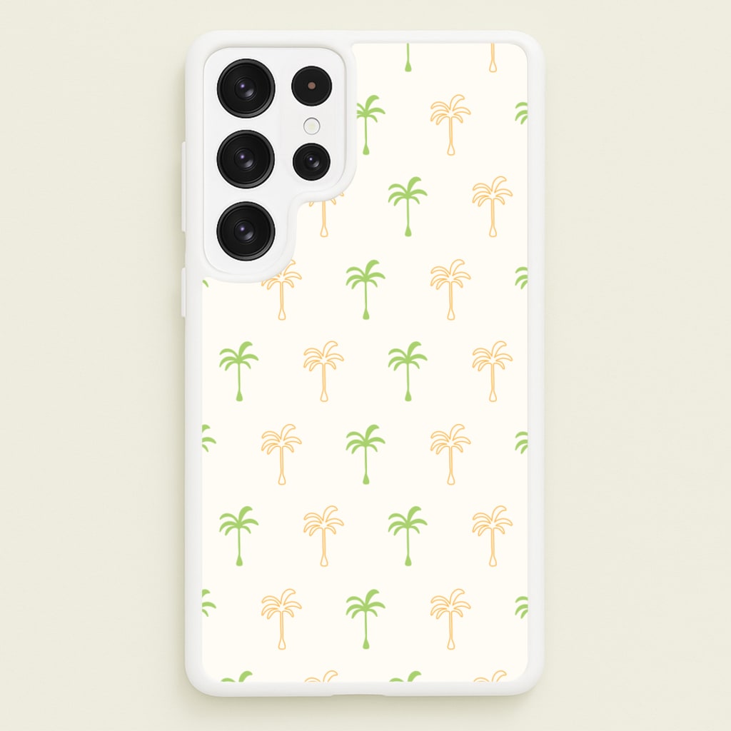 Green And Yellow Palms Pattern - Summer Phone Case for Galaxy S22 Ultra