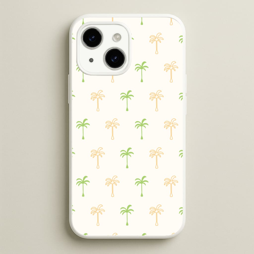 Green And Yellow Palms Pattern - Summer Phone Case for iPhone 15