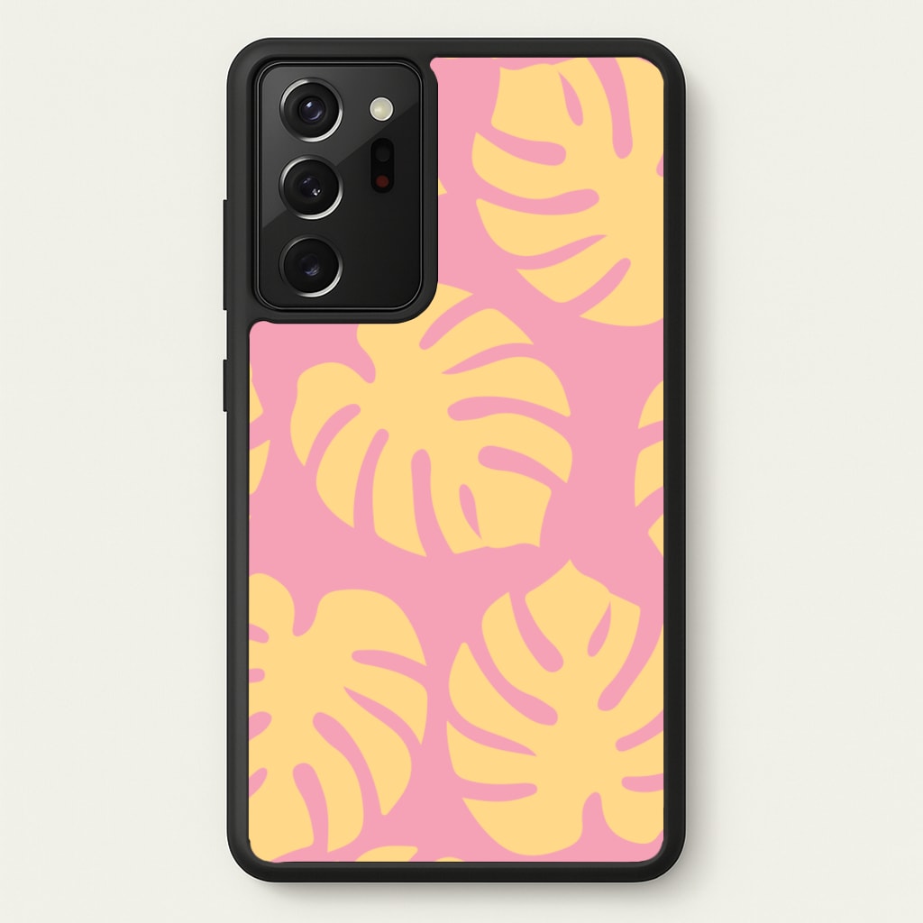 Pink And Yellow Summer Leaves Pattern - Summer Phone Case for Galaxy Note 20 Ultra