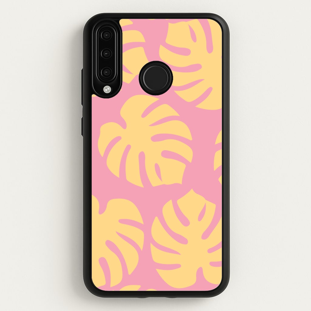 Pink And Yellow Summer Leaves Pattern - Summer Phone Case for Huawei P30 Lite