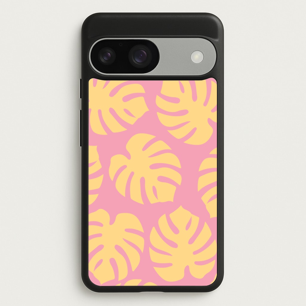 Pink And Yellow Summer Leaves Pattern - Summer Phone Case for Google Pixel 9 / 9 Pro