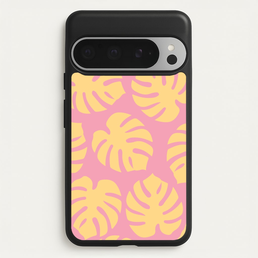Pink And Yellow Summer Leaves Pattern - Summer Phone Case for Google Pixel 9 Pro XL