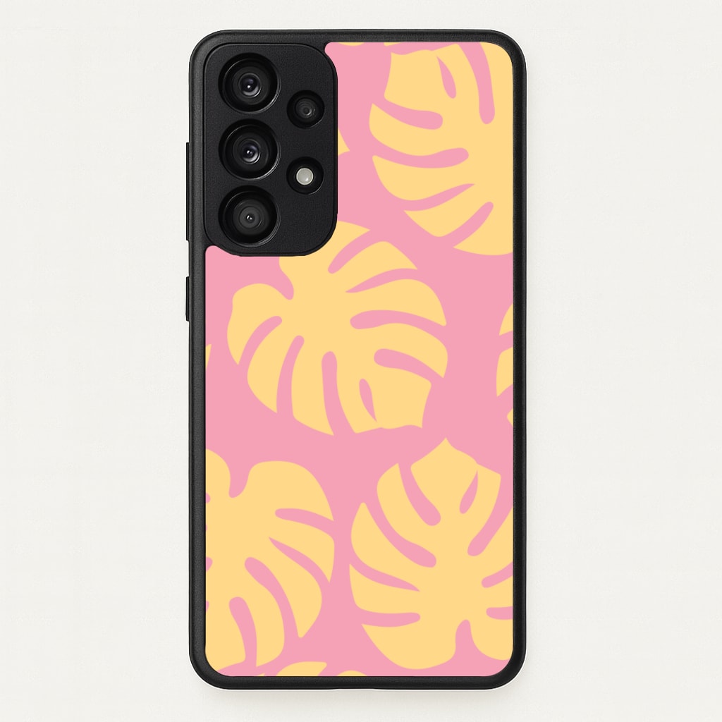 Pink And Yellow Summer Leaves Pattern - Summer Phone Case for Galaxy A33