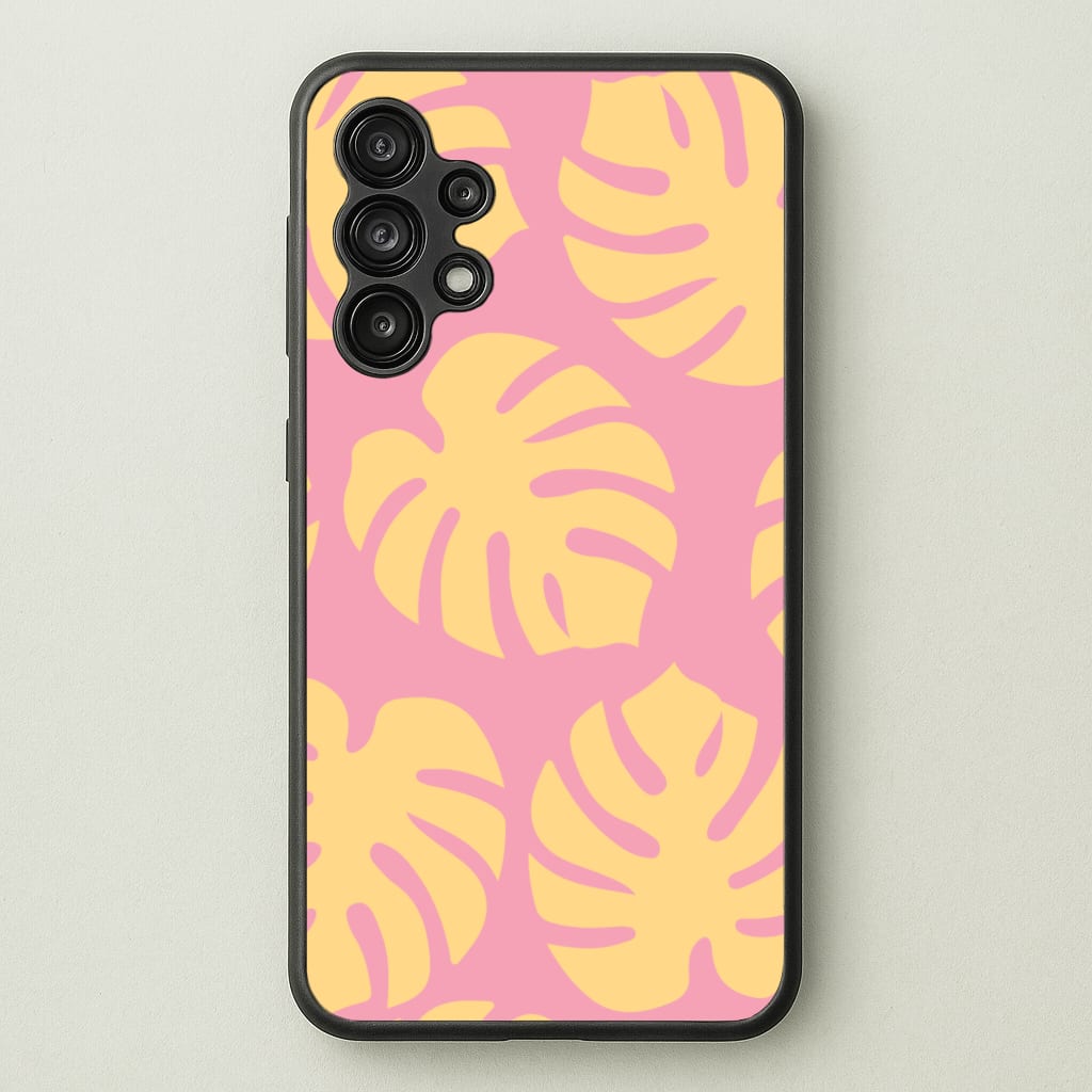 Pink And Yellow Summer Leaves Pattern - Summer Phone Case for Galaxy A13