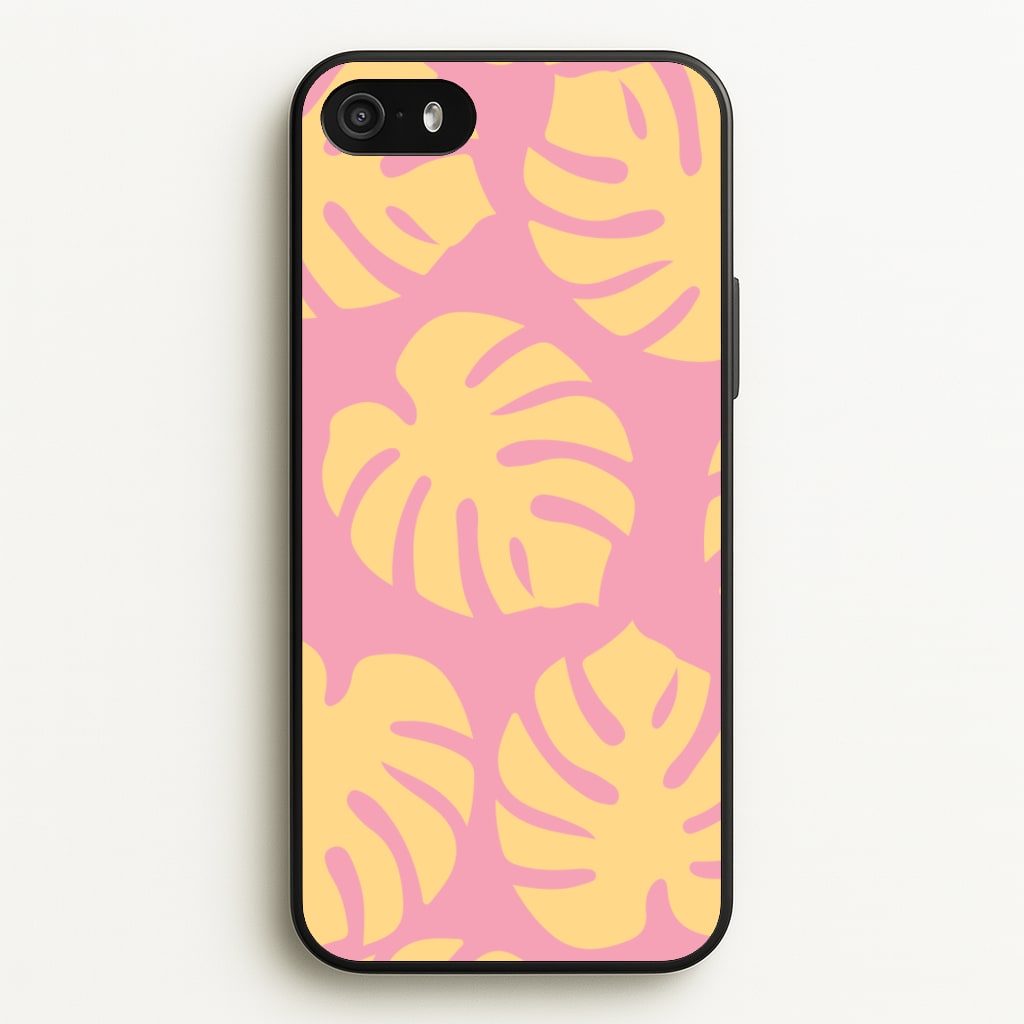 Pink And Yellow Summer Leaves Pattern - Summer Phone Case for iPhone 5 / 5s / SE 2016