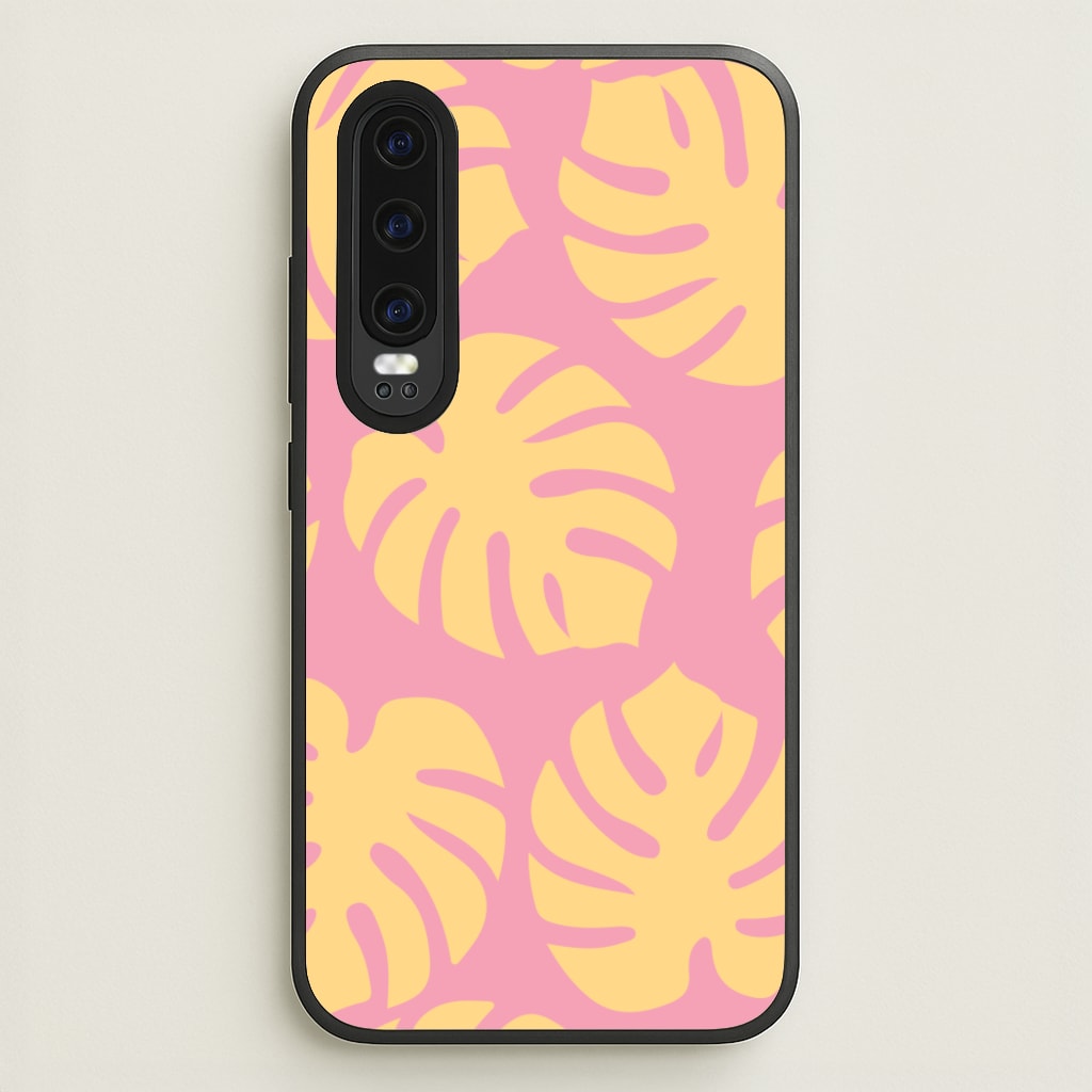 Pink And Yellow Summer Leaves Pattern - Summer Phone Case for Huawei P30
