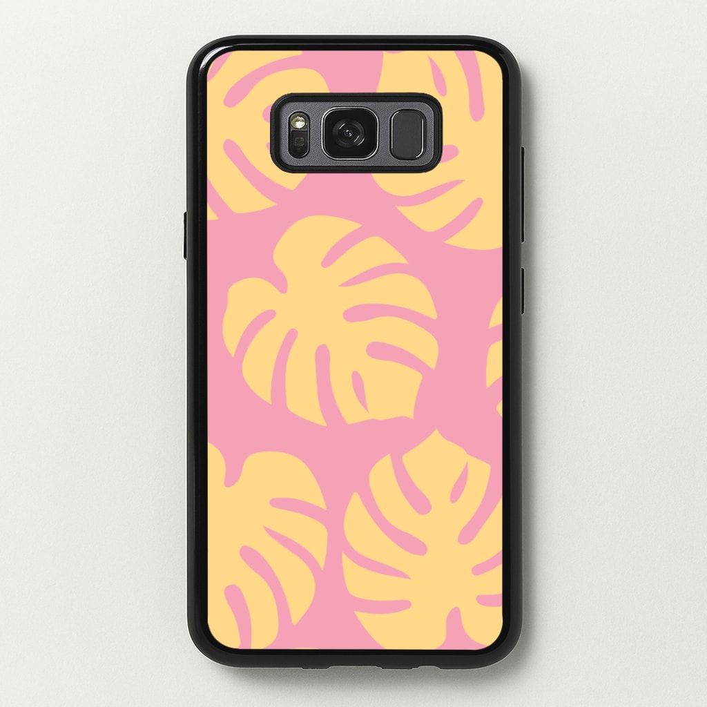 Pink And Yellow Summer Leaves Pattern - Summer Phone Case for Galaxy S8