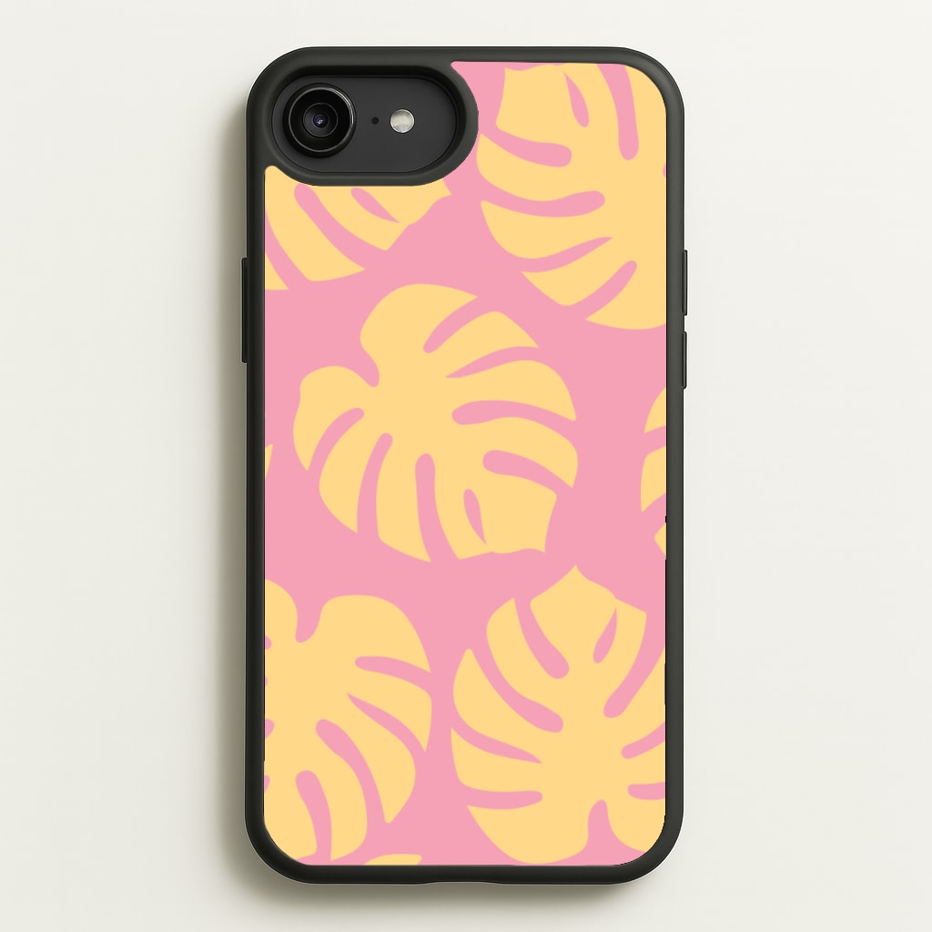 Pink And Yellow Summer Leaves Pattern - Summer Phone Case for iPhone 6 Plus / 7 Plus / 8 Plus