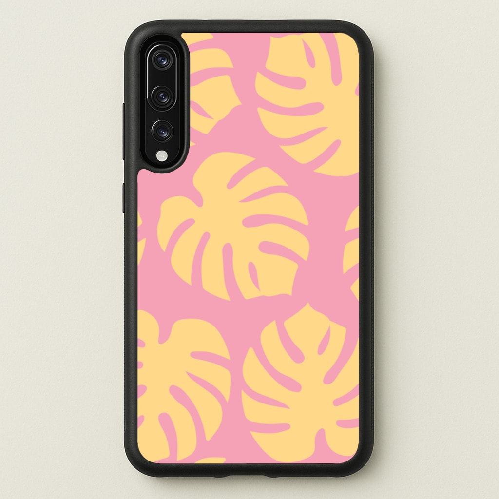 Pink And Yellow Summer Leaves Pattern - Summer Phone Case for Huawei P20 Pro