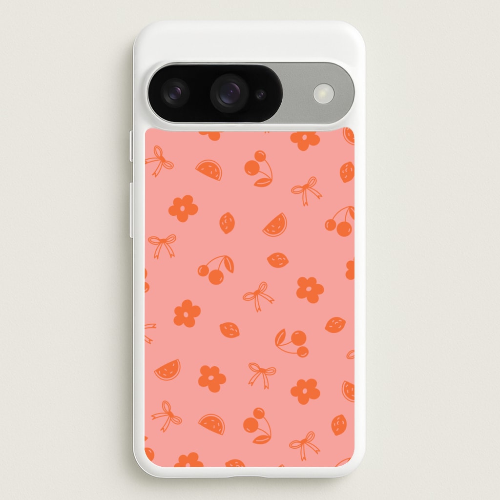 Coquette Orange Cherries Pattern Phone Case for Google Pixel 10 / 10 Pro