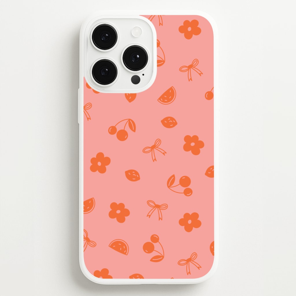 Coquette Orange Cherries Pattern - Summer Phone Case for iPhone 13 Pro Max
