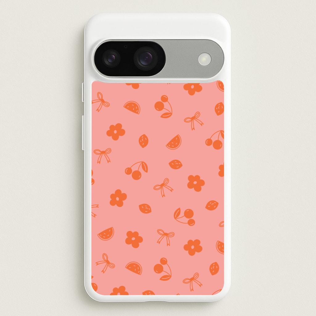 Coquette Orange Cherries Pattern - Summer Phone Case for Google Pixel 9 / 9 Pro