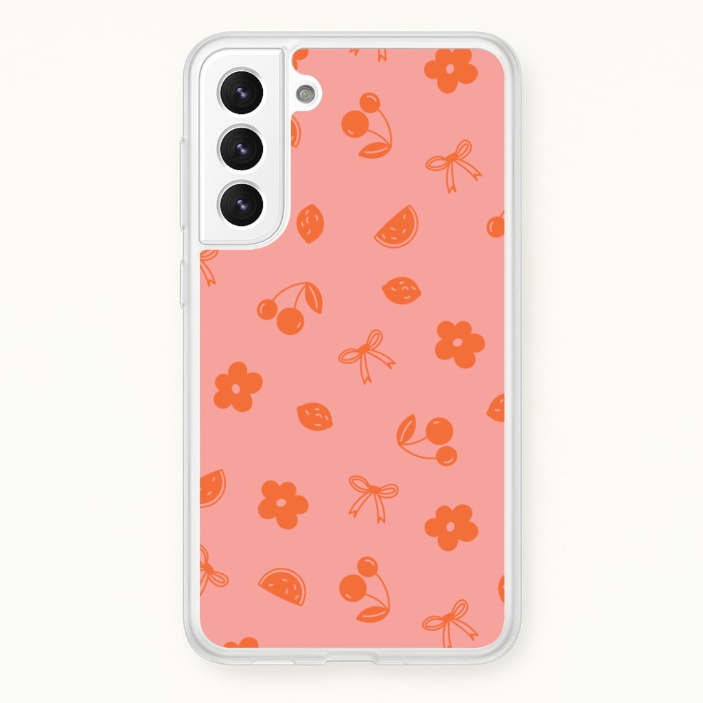 Coquette Orange Cherries Pattern - Summer Phone Case for Galaxy S22 Plus