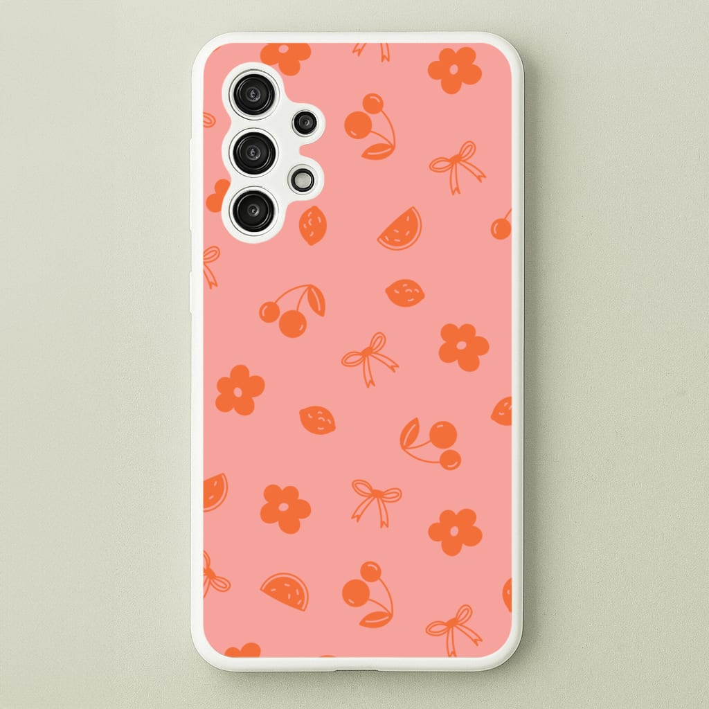 Coquette Orange Cherries Pattern - Summer Phone Case for Galaxy A13