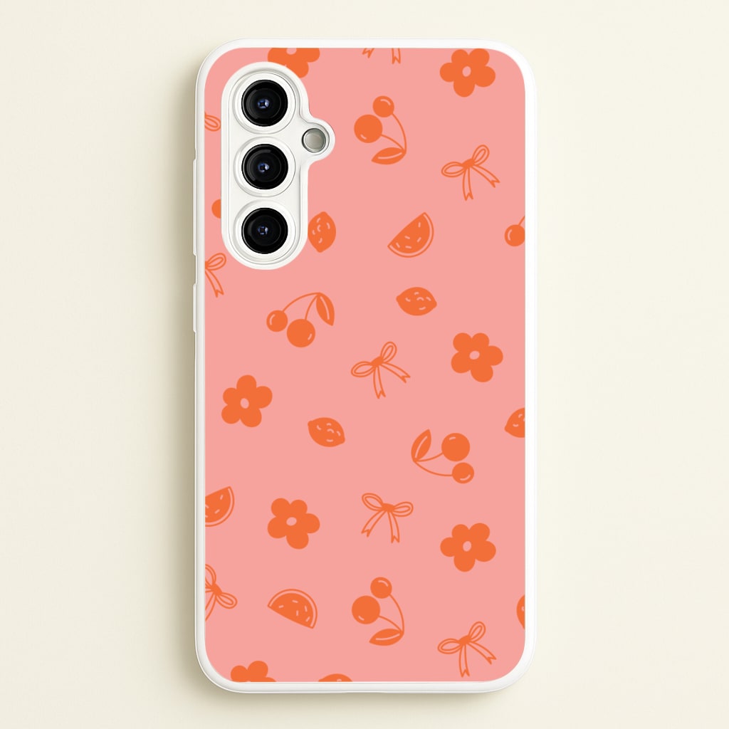Coquette Orange Cherries Pattern - Summer Phone Case for Galaxy A54