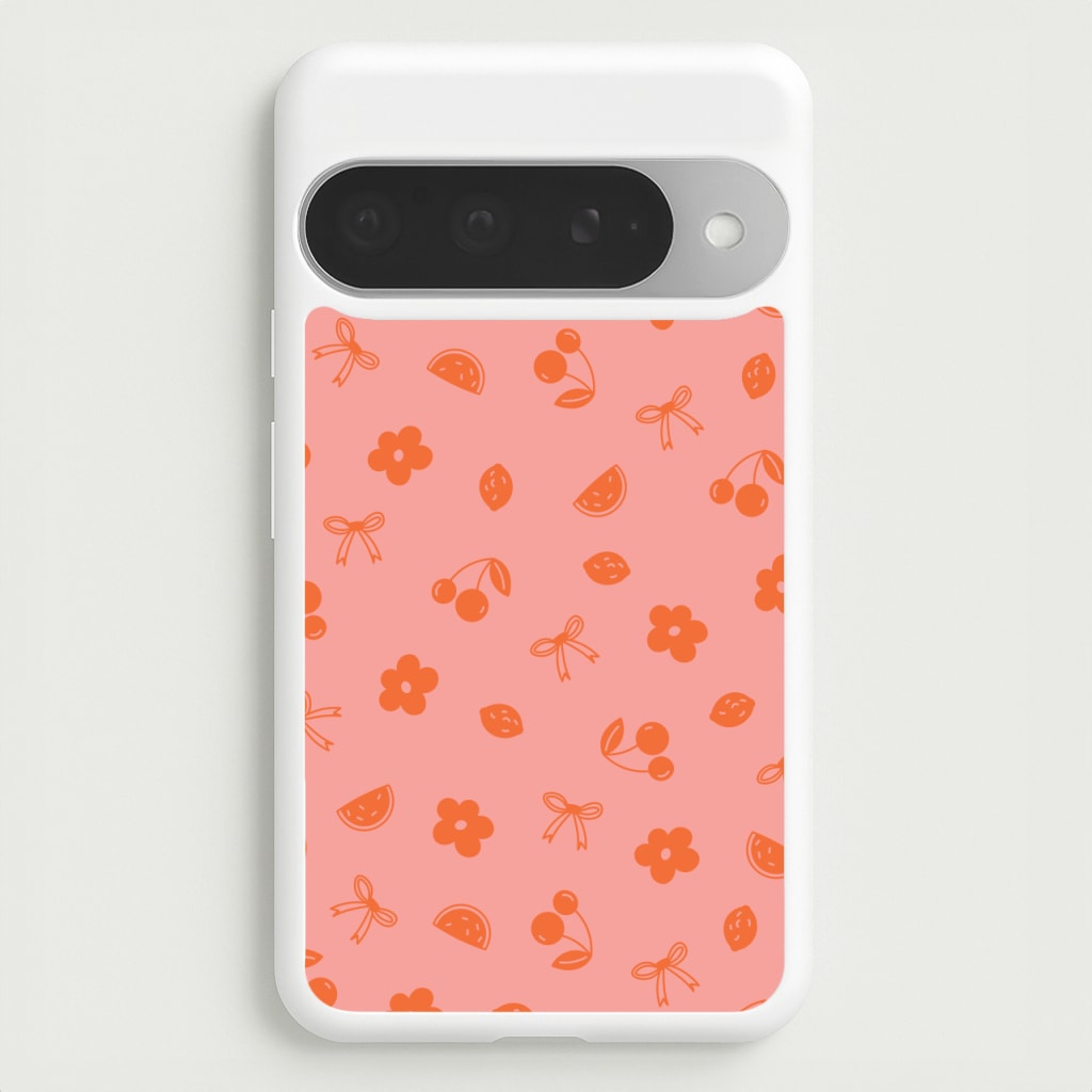 Coquette Orange Cherries Pattern Phone Case for Google Pixel 10 Pro XL