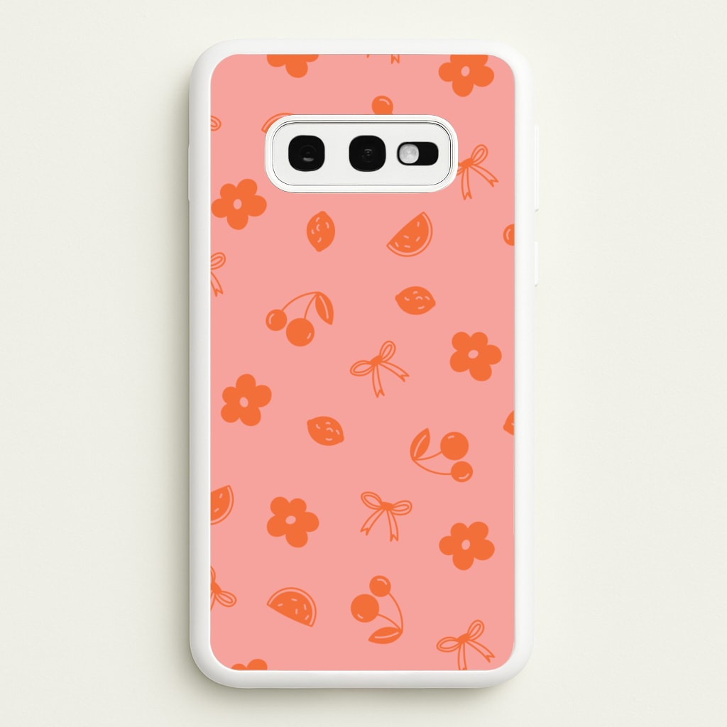 Coquette Orange Cherries Pattern - Summer Phone Case for Galaxy S10e