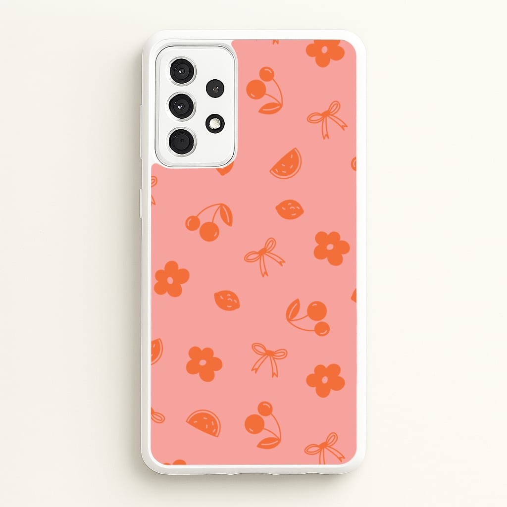 Coquette Orange Cherries Pattern - Summer Phone Case for Galaxy A52 / A52s