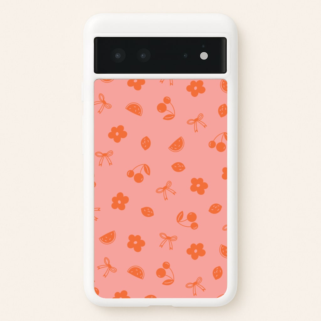 Coquette Orange Cherries Pattern - Summer Phone Case for Google Pixel 6