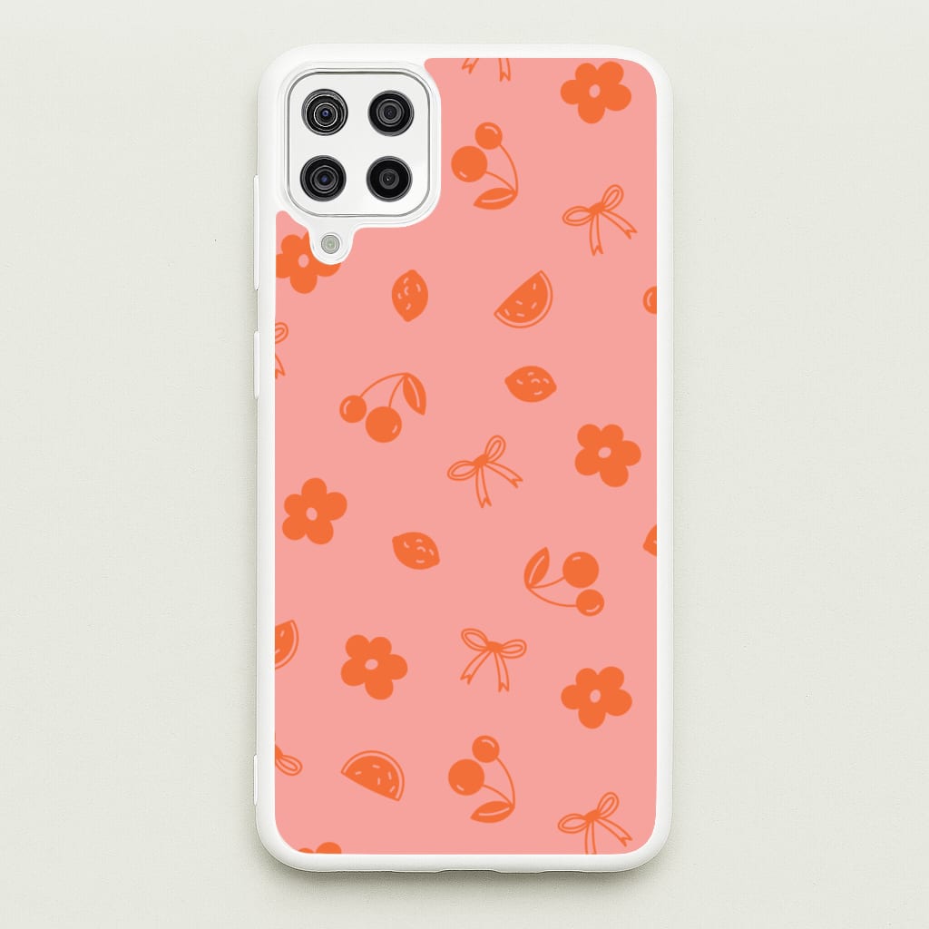 Coquette Orange Cherries Pattern - Summer Phone Case for Galaxy A12