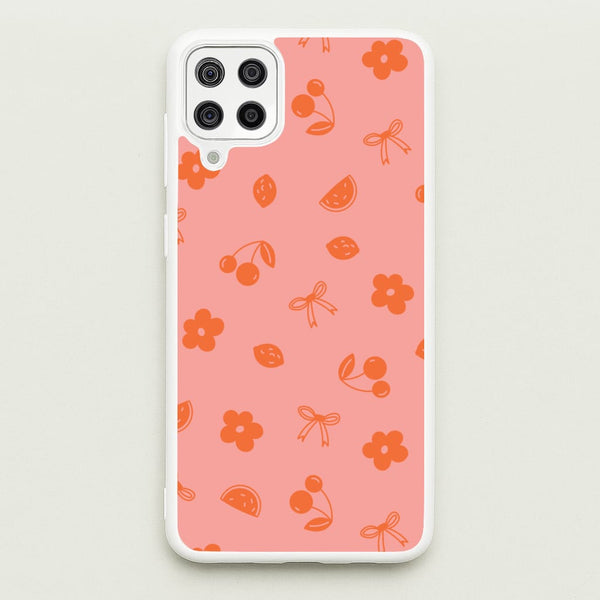 Coquette Orange Cherries Pattern - Summer Phone Case for Galaxy A12