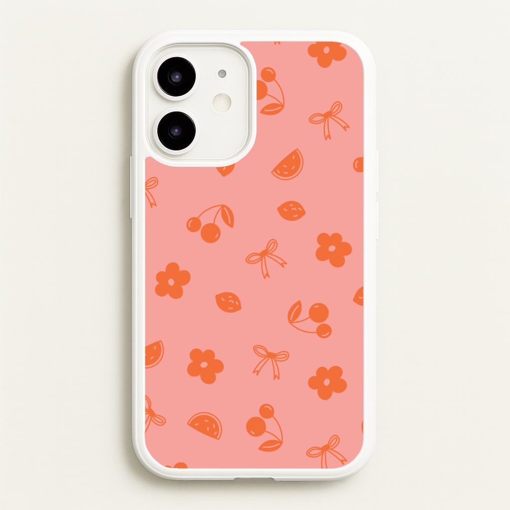 Coquette Orange Cherries Pattern - Summer Phone Case for iPhone 12 / 12 Pro