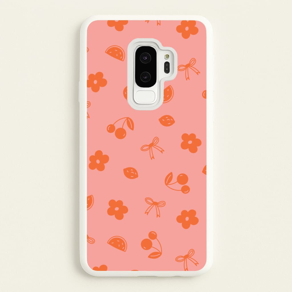 Coquette Orange Cherries Pattern - Summer Phone Case for Galaxy S9 Plus