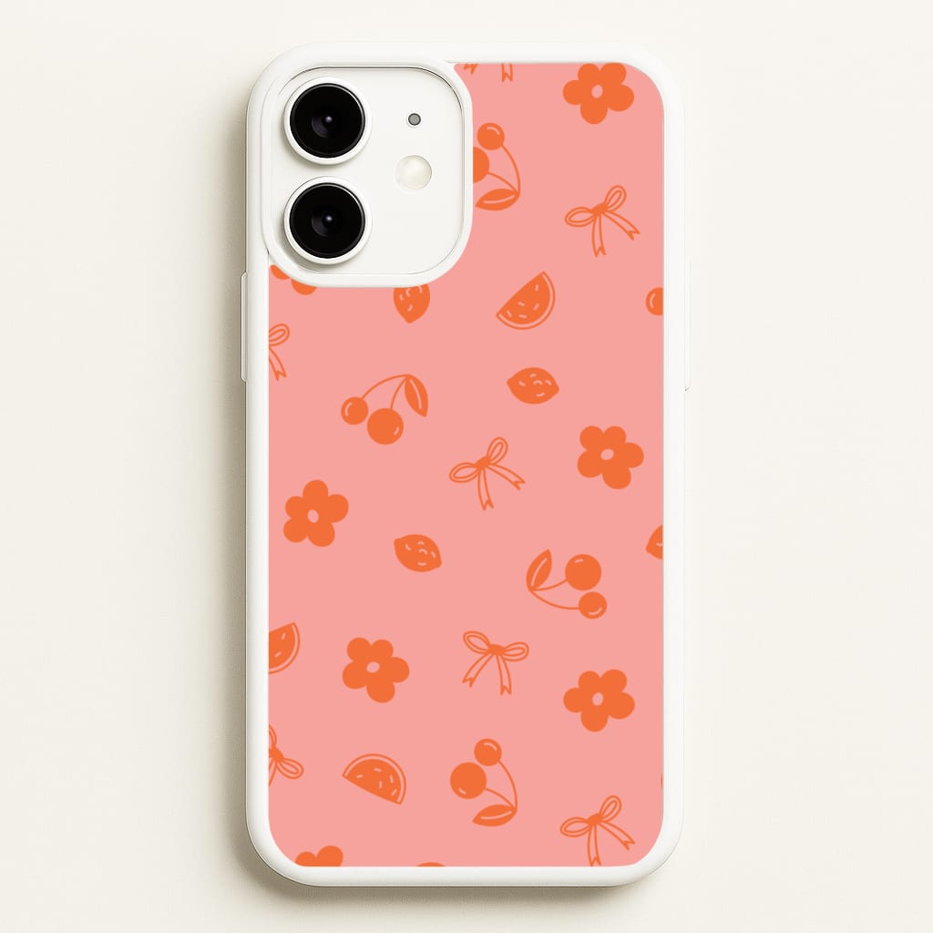 Coquette Orange Cherries Pattern - Summer Phone Case for iPhone 11