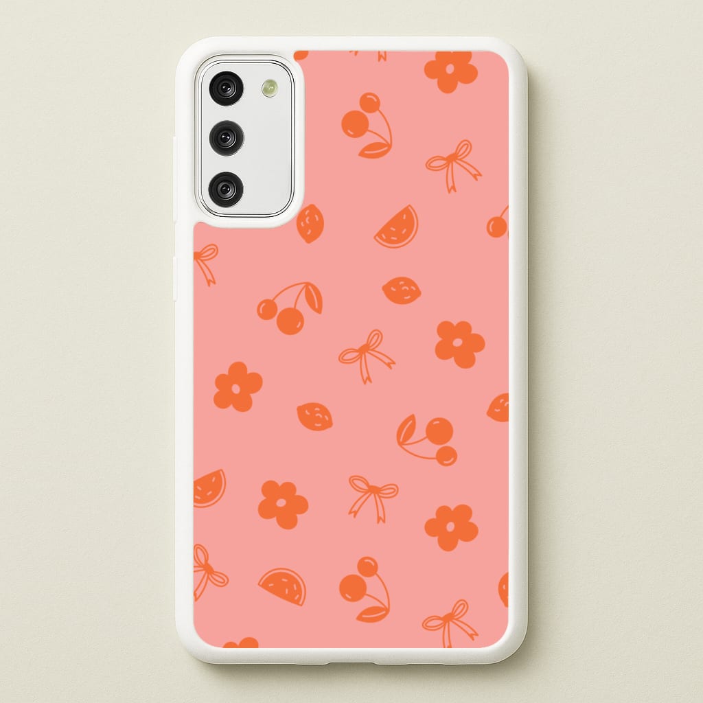 Coquette Orange Cherries Pattern - Summer Phone Case for Galaxy S20
