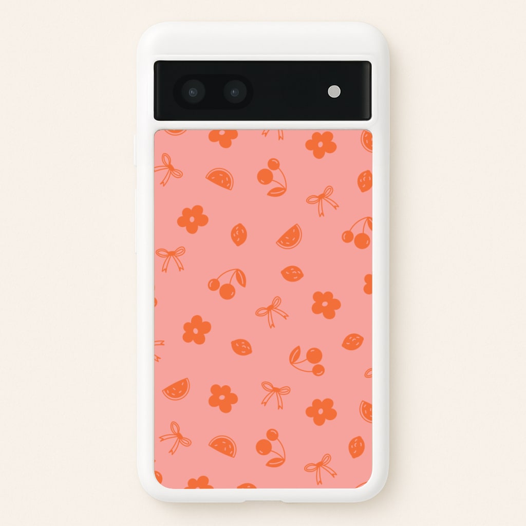 Coquette Orange Cherries Pattern - Summer Phone Case for Google Pixel 7a