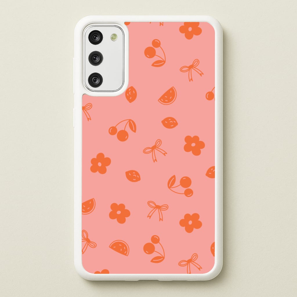 Coquette Orange Cherries Pattern - Summer Phone Case for Galaxy S20FE