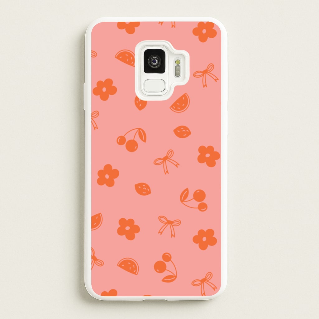 Coquette Orange Cherries Pattern - Summer Phone Case for Galaxy S9