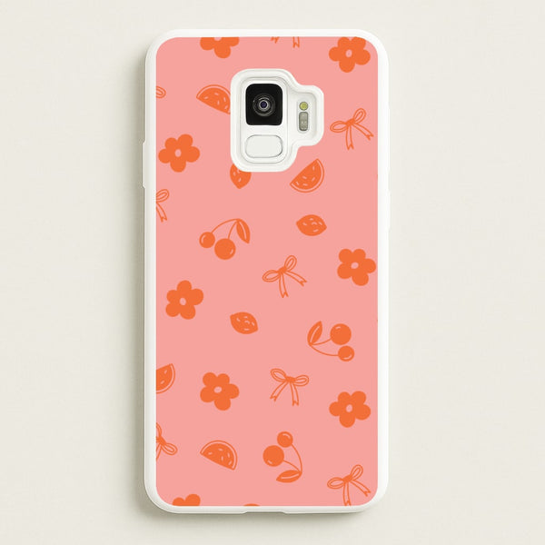 Coquette Orange Cherries Pattern - Summer Phone Case for Galaxy S9