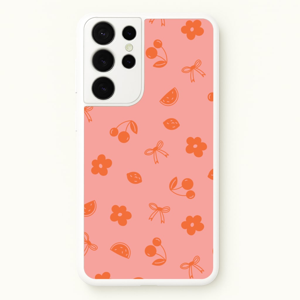 Coquette Orange Cherries Pattern - Summer Phone Case for Galaxy S21 Ultra