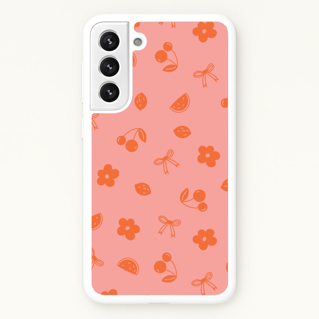 Coquette Orange Cherries Pattern - Summer Phone Case for Galaxy S21 Plus