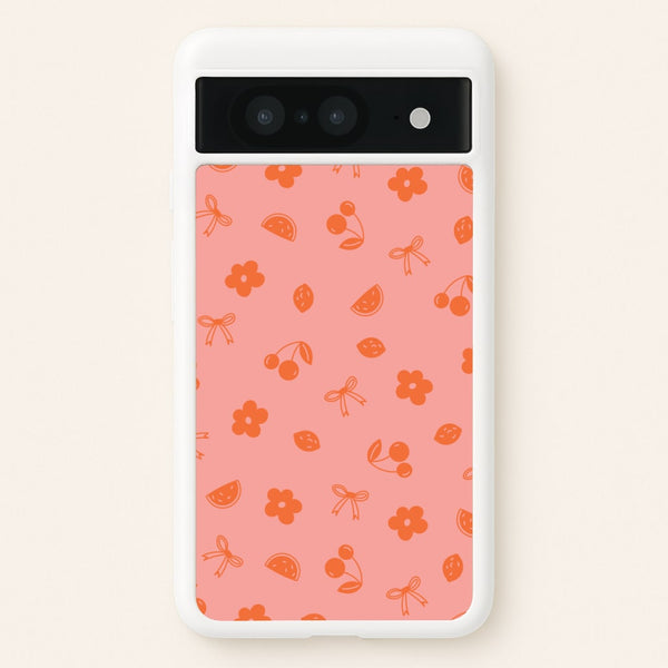 Coquette Orange Cherries Pattern - Summer Phone Case for Google Pixel 8