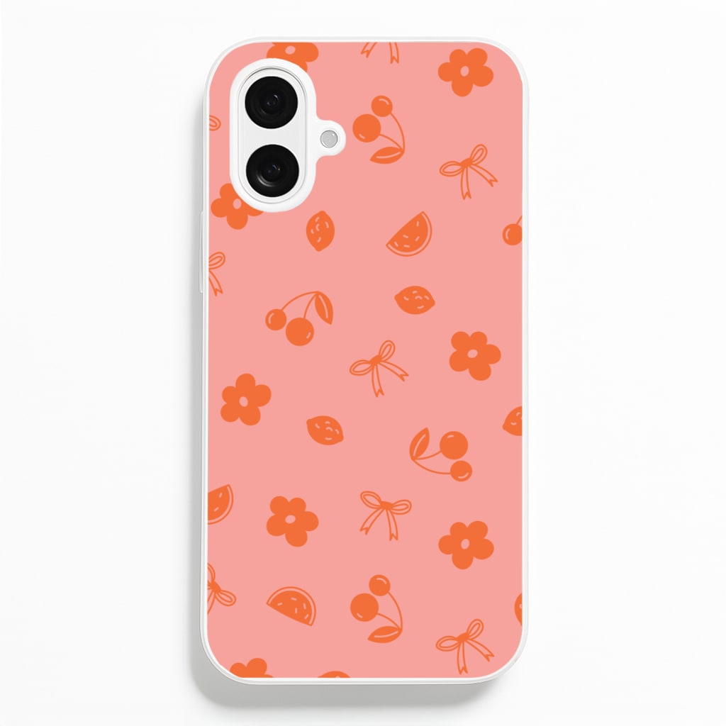 Coquette Orange Cherries Pattern - Summer Phone Case for iPhone 16 Plus