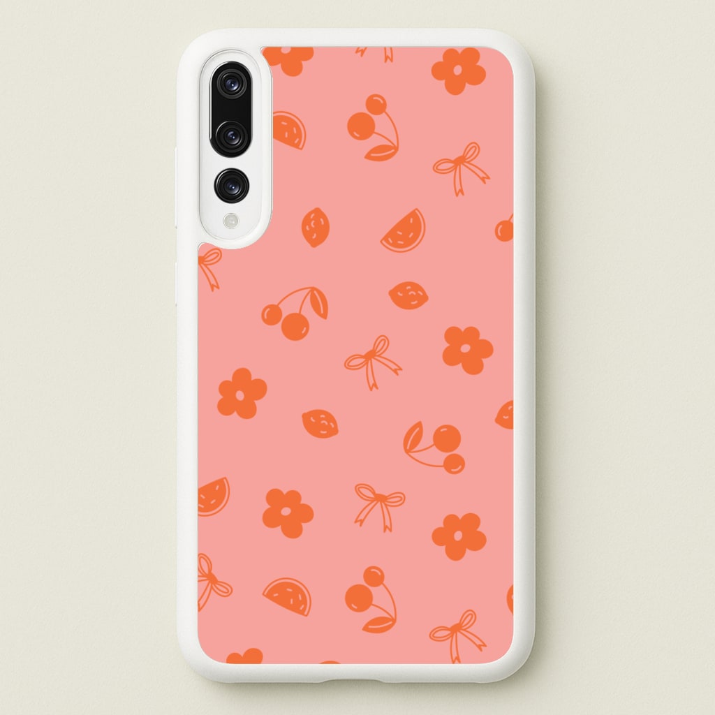 Coquette Orange Cherries Pattern - Summer Phone Case for Huawei P20 Pro